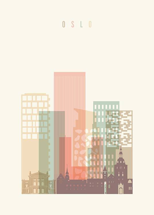 Oslo Skyline Poster / Kaarten en steden bij Desenio AB (2140)