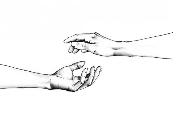 Reaching Hands Poster / Zwart wit bij Desenio AB (2276)
