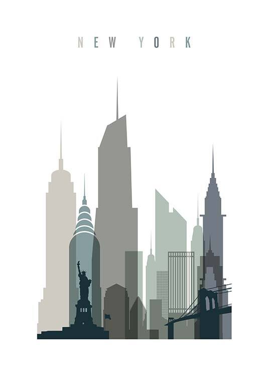 New York Skyline Poster / Kaarten en steden bij Desenio AB (2351)