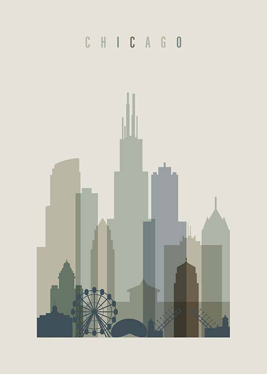 Chicago Skyline Poster / Kaarten en steden bij Desenio AB (2353)