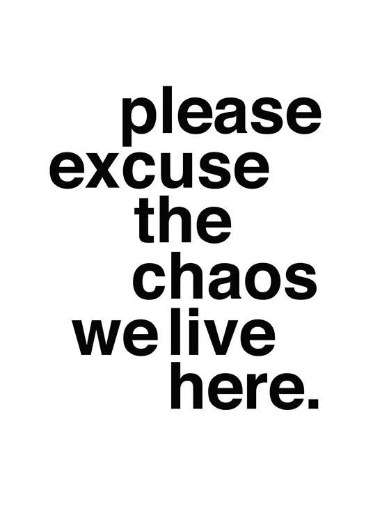 Please Excuse The Chaos Poster / Posters met tekst bij Desenio AB (2479)