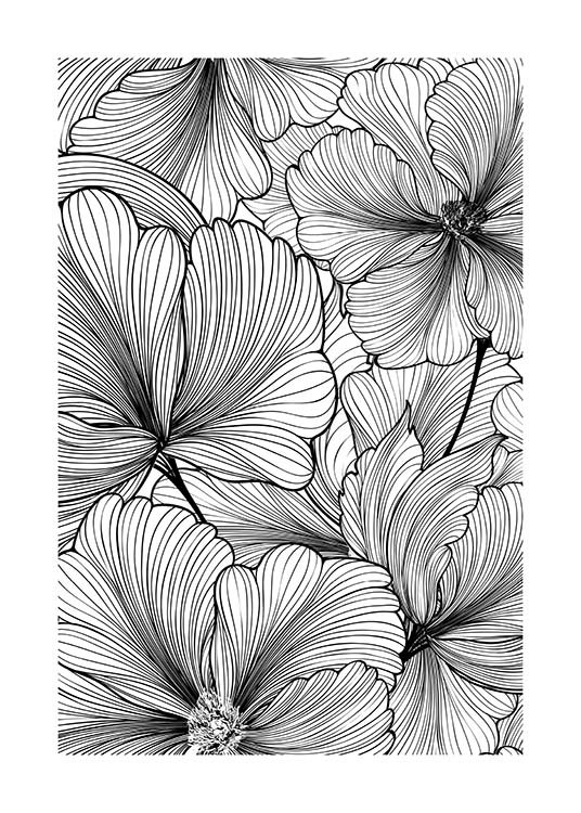 Floral Pattern Poster / Zwart wit bij Desenio AB (2575)