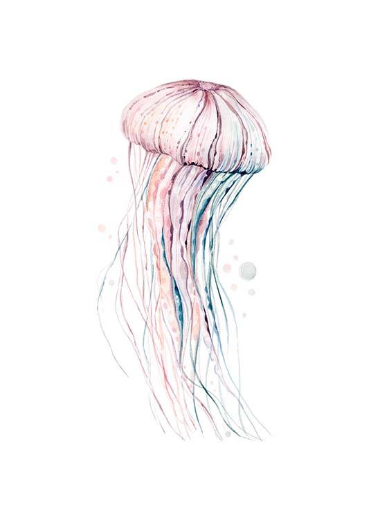 Aquarelle Jellyfish Poster / Insecten en dieren bij Desenio AB (2905)