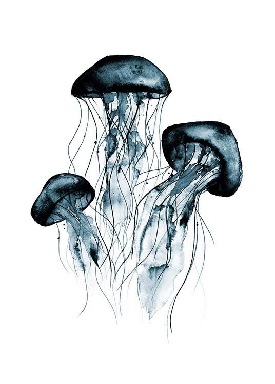 Jellyfish Watercolor Poster / Insecten en dieren bij Desenio AB (2920)