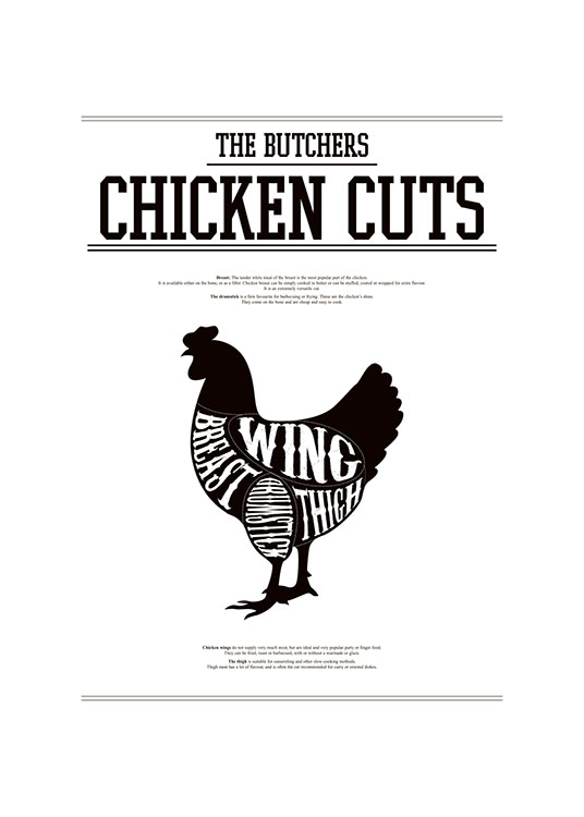Chicken Cuts, Print  / Zwart wit bij Desenio AB (7795)