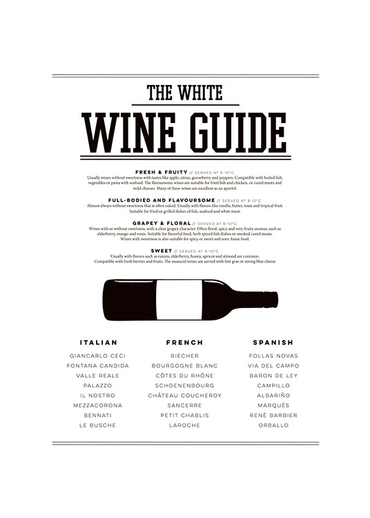 White Wine Guide, Poster  / Keuken posters bij Desenio AB (7803)