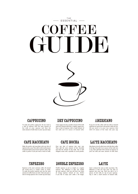 Coffee Guide, Poster / Posters met tekst bij Desenio AB (7841)