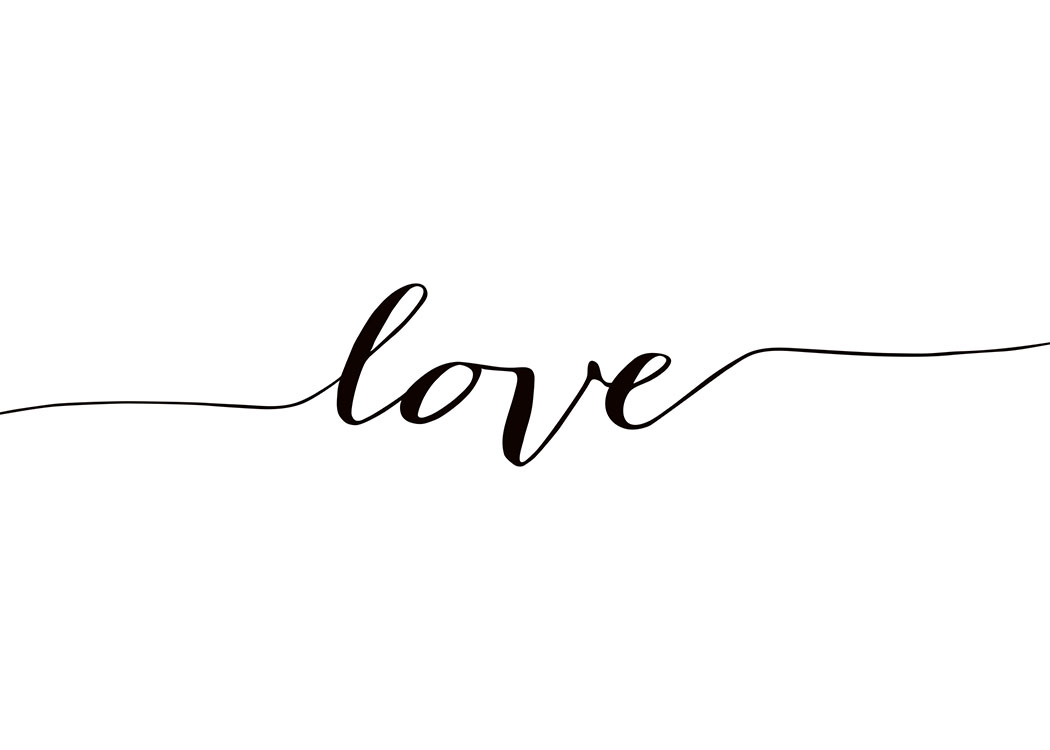 – Tekstposter in zwart wit met het woord Love