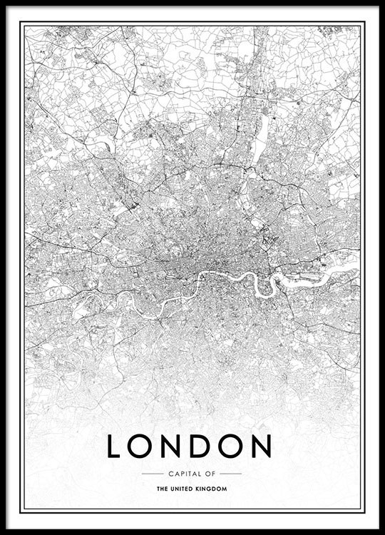 Onwijs Poster met Londen kaart | Zwart-wit posters met steden ZO-84