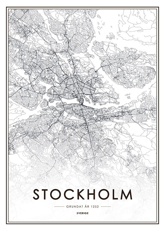 Stockholm Map, Posters / Zwart wit bij Desenio AB (8131)