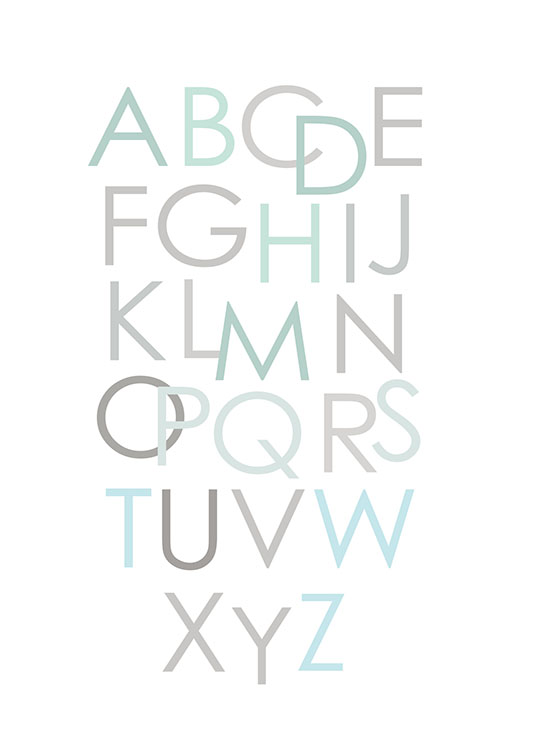 Alphabet Blue Eng, Posters / Posters met tekst bij Desenio AB (8435)