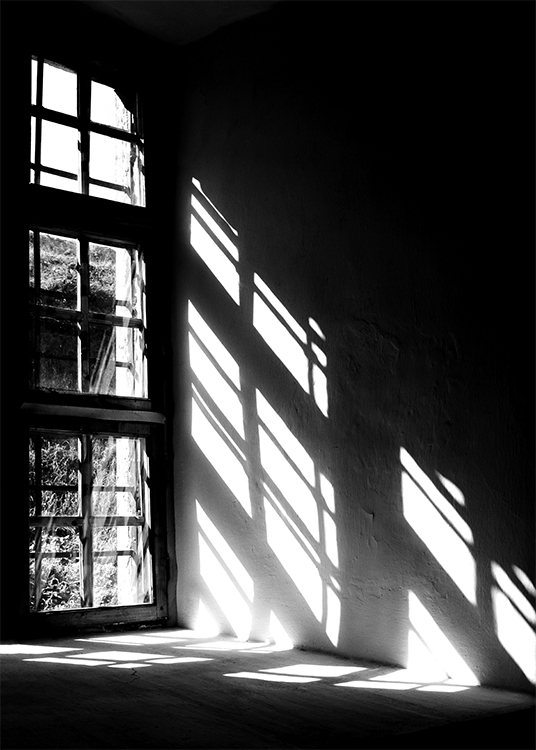  – Zwart witte foto van de schaduw van een venster op de muur
