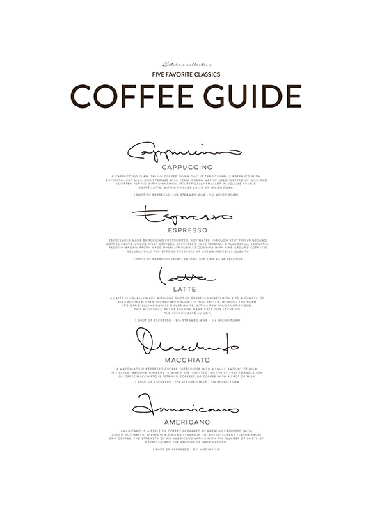 Five Coffee Classics, Posters / Keuken posters bij Desenio AB (8556)