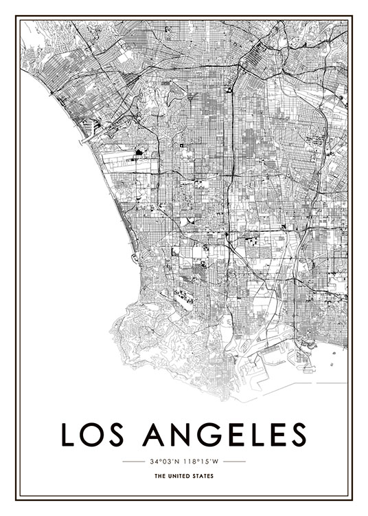 Los Angeles Map Poster / Zwart wit bij Desenio AB (8718)