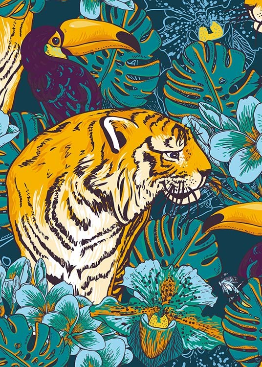 Tiger In Paradise Poster / Kunst bij Desenio AB (8778)