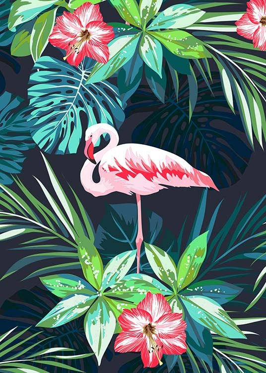 Flamingo In Paradise Poster / Kunst bij Desenio AB (8779)
