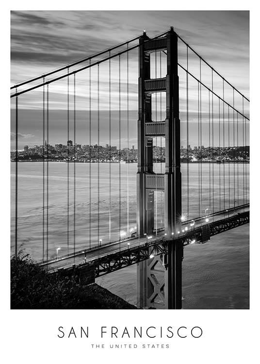 Golden Gate Bridge Poster / Zwart wit bij Desenio AB (8920)