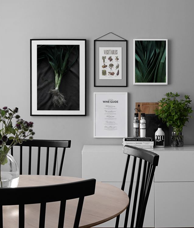 Fotowand en poster collage in de keuken Posters en prints voor de keuken