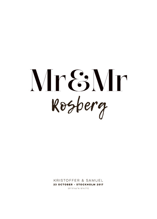 Mr and Mr Personal Poster / Persoonlijke namen bij Desenio AB (pp0013)