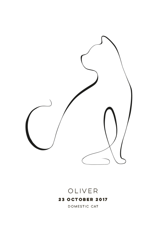  - Illustratie van een kat tegen een witte achtergrond met daaronder een tekst