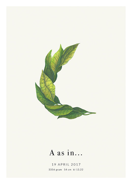  – De letter C gevormd door groene bladeren en tekst aan de onderkant