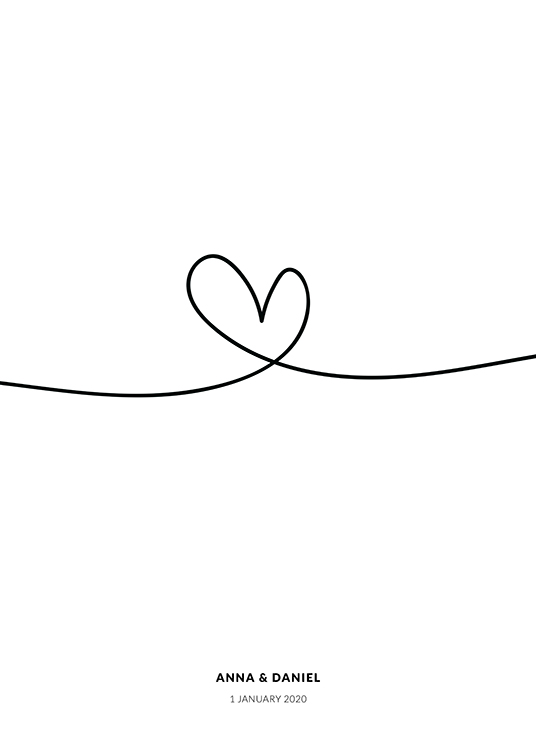  – Illustratie van een hart gemaakt van een zwarte lijn tegen een witte achtergrond