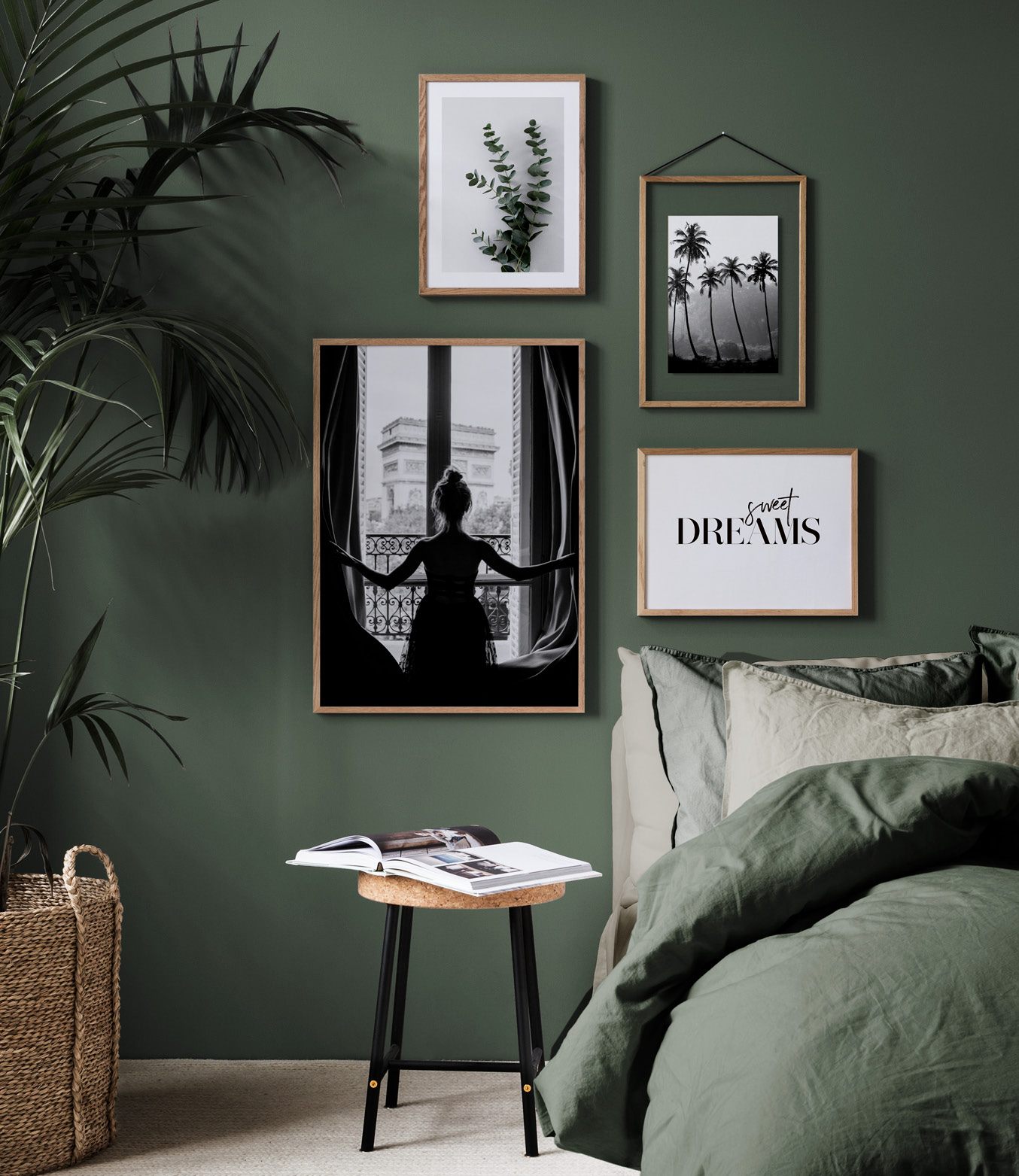 Fotocollage met zwart-witte foto´s eiken lijsten