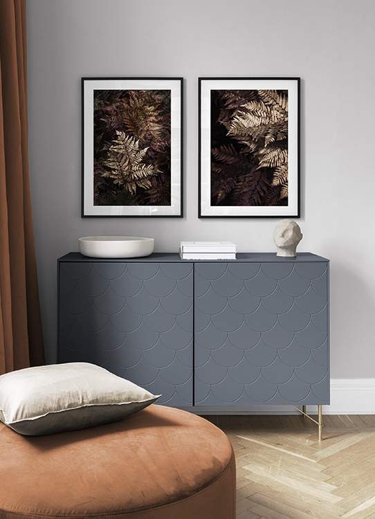 Herfstige fotoset met gouden bladeren, perfect voor de woonkamer in de herfst