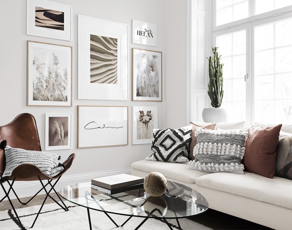 Fotowand in neutrale kleuren