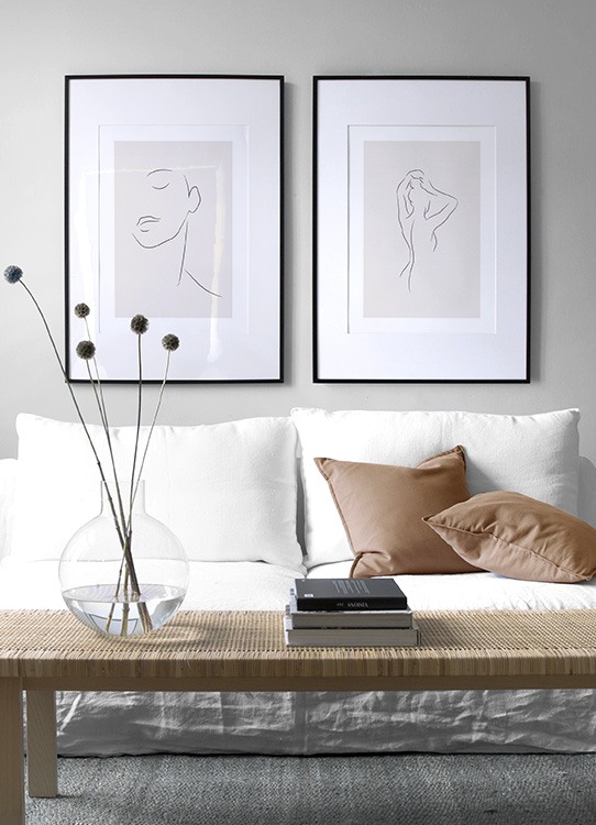 Beige line art perfect paar